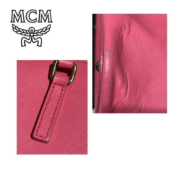 MCM Hot Pink and Tan Saffiano Leather‎ Large Tote Bag - Picture 7 of 7